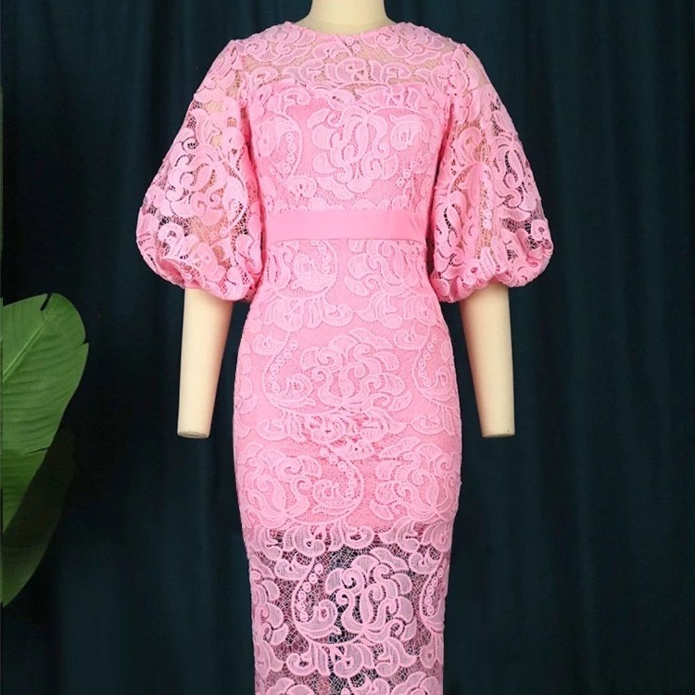 Pink Beautiful sexy lace dress - Picture 3 of 6